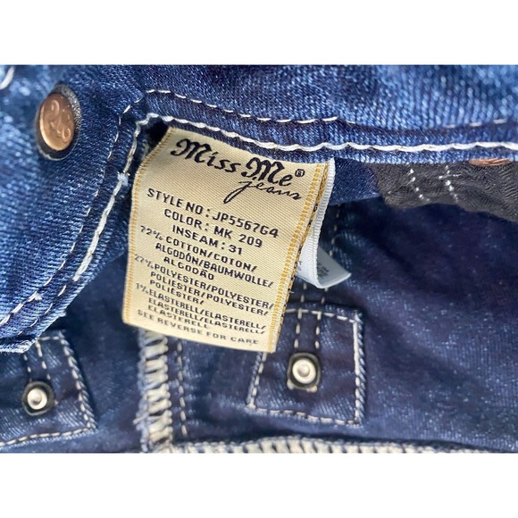 Miss Me Women's Size 27 Skinny Jeans‎ Bling Red Embroidery Back Pockets JP5567G4 - Picture 4 of 11
